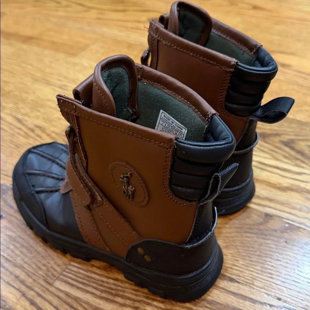 Polo Ralph Lauren Conquered Hi Boots. Size 1. Chocolate/Tan Leather. Like New.
